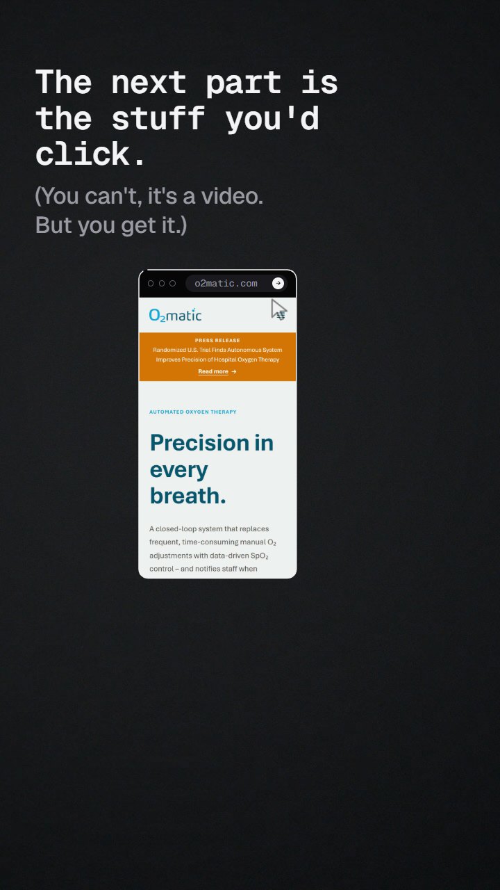 Nicolai holds a phone toward the camera; its screen opens out into a browser window showing a website he built.